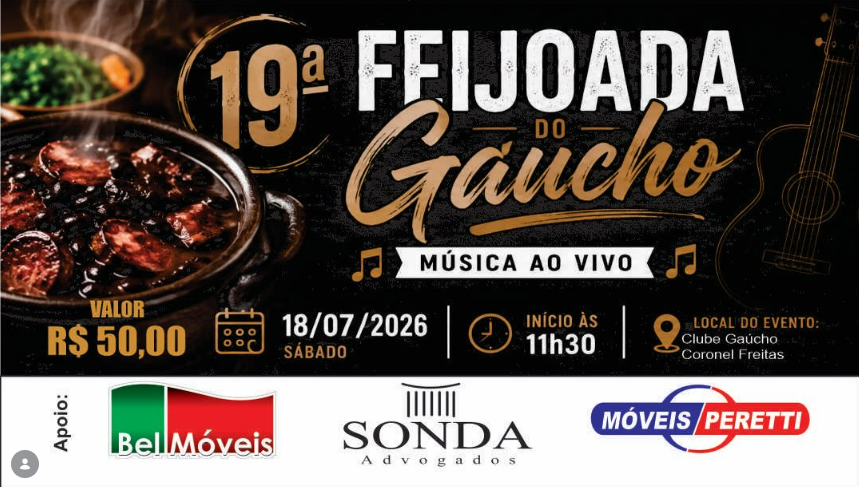 19ª Felijoada do Clube Gaúcho acontece dia 18 de julho com música ao vivo