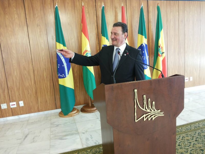 Lademir Filippin no púlpito do Palácio do Planalto, em Brasília